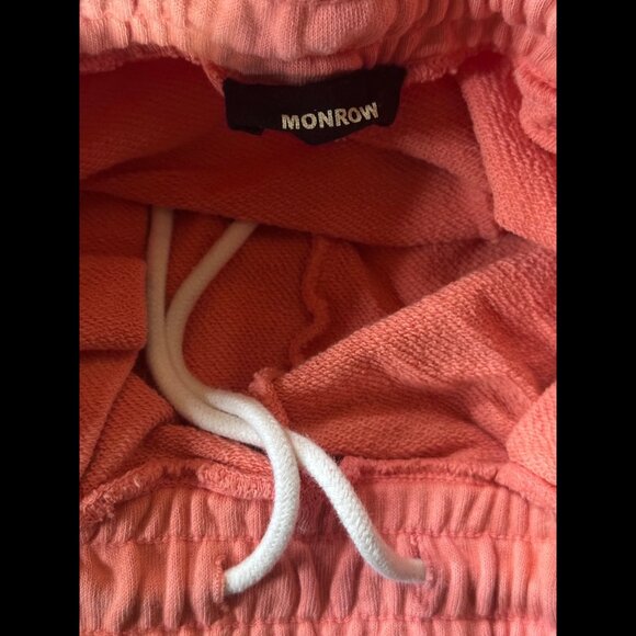 Monrow Sweatpants S / M Womens Pink Coral Fleece Drawstring Joggers - Picture 7 of 7